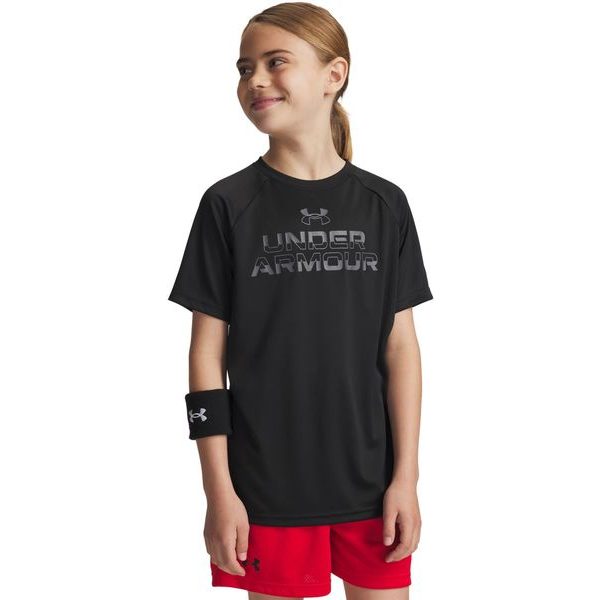 UA Tech Split Wordmark SS-BLK/GRE