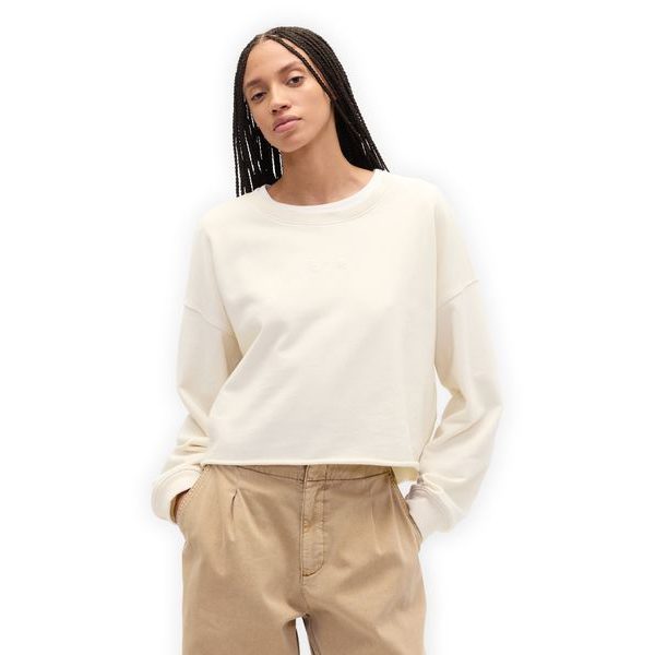 799277-02 Oversize crop mikina Heavyweight Bílá