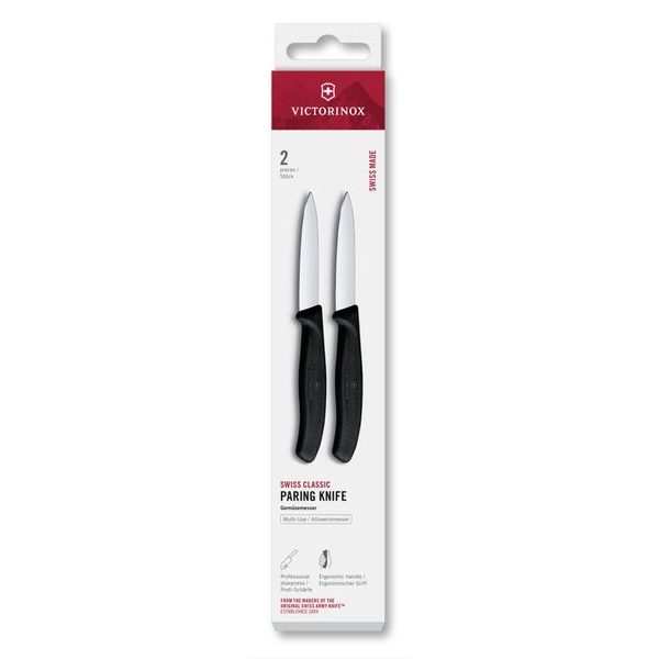 Swiss Classic, paring knife, 2pcs, 8cm,straight,pointed,black,box