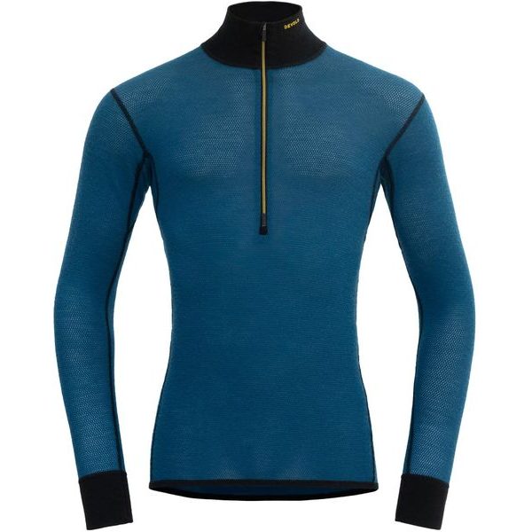 Wool Mesh 190 Zip Neck Man, Flood/Caviar