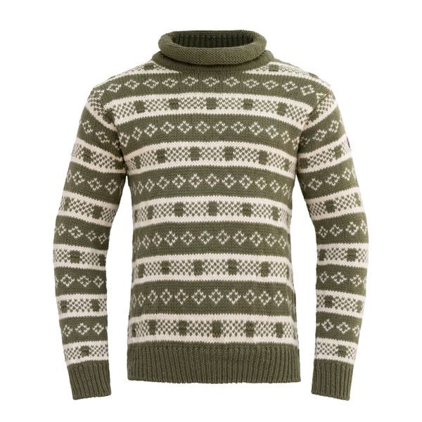 Alnes Wool Roll Neck, Olive/Offwhite