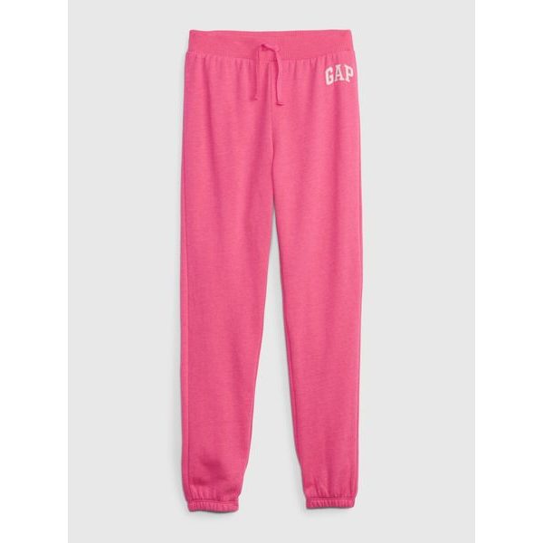 842412-02 Dětské tepláky joggers logo french terry Růžová