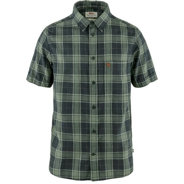 Övik Travel Shirt SS M Dark Navy-Patina Green