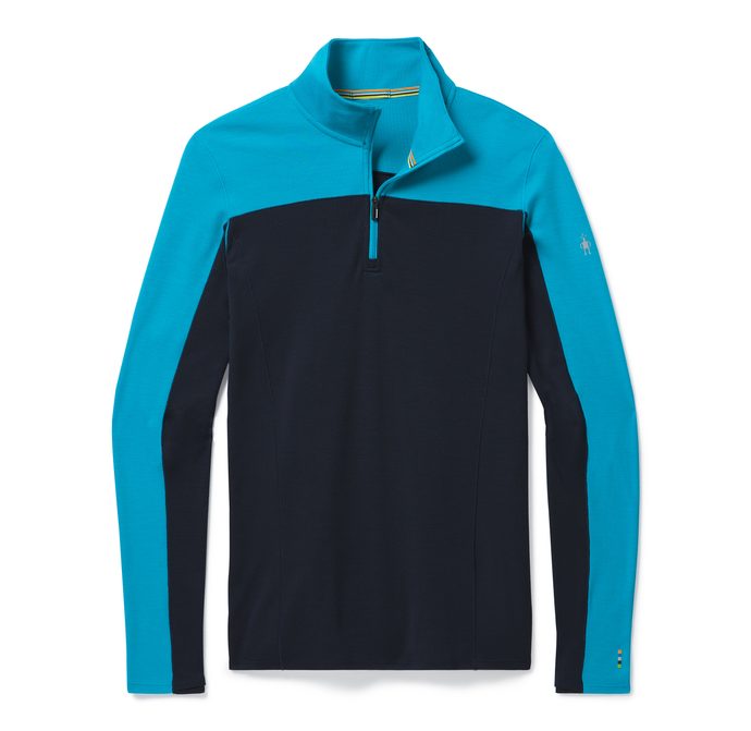 SMARTWOOL M MERINO SPORT 250 LONG SLEEVE 1/4 ZIP, sea blue-deep navy