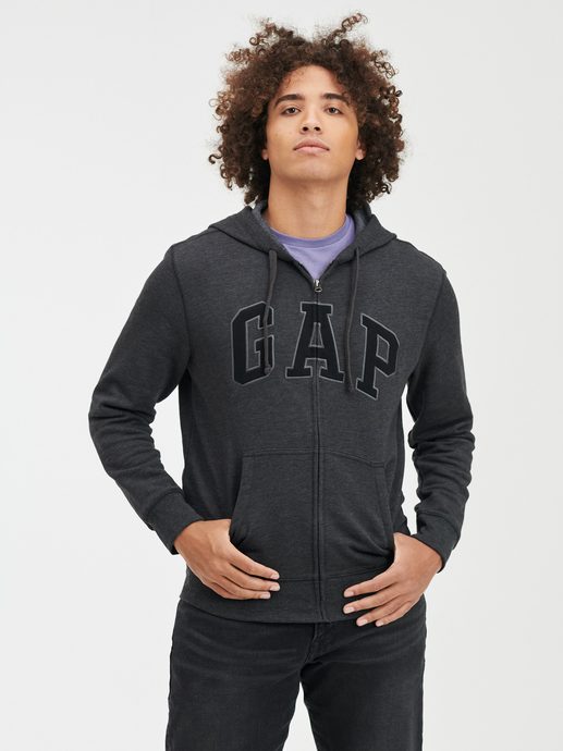 GAP 738099-00 Mikina na zip s logo GAP Šedá