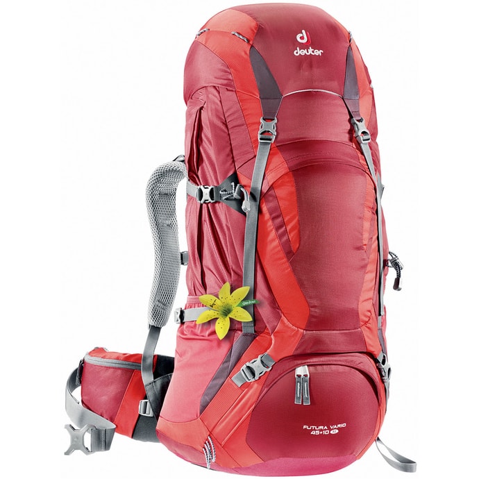 DEUTER Futura Vario 45 + 10 SL - dámský turistický batoh červený