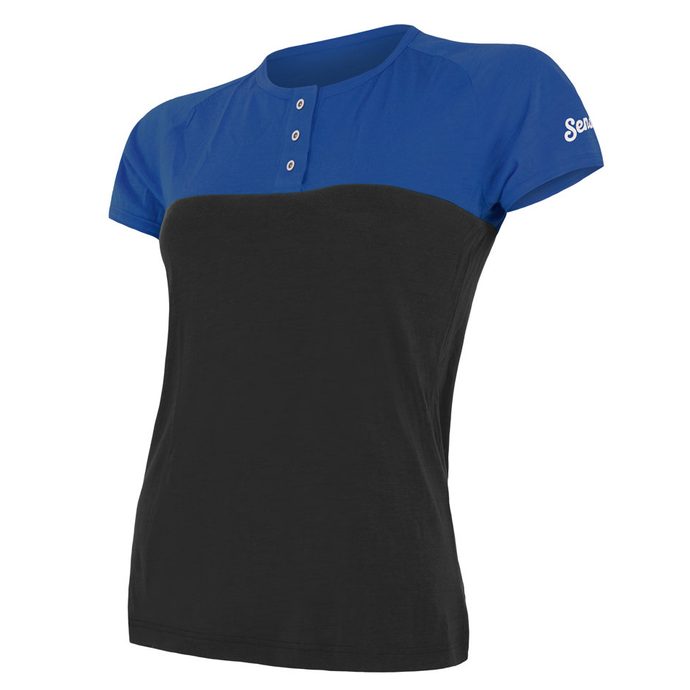 SENSOR MERINO AIR PT ladies shirt with buttons blue/black
