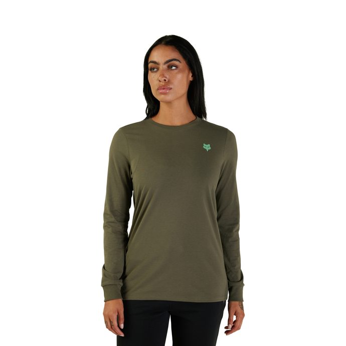 FOX W Faded Out Ls Tee, Olive Green