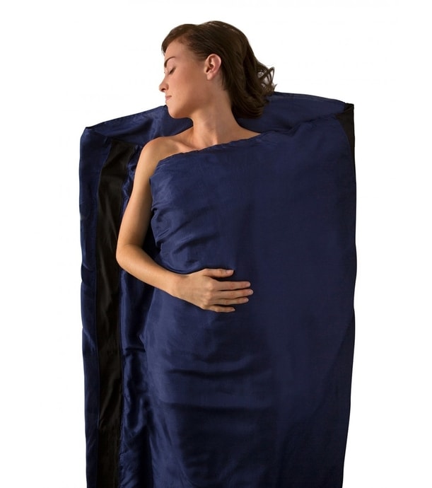 SEA TO SUMMIT Silk Liner with STRECH PANEL LONG (Rectangular) navy