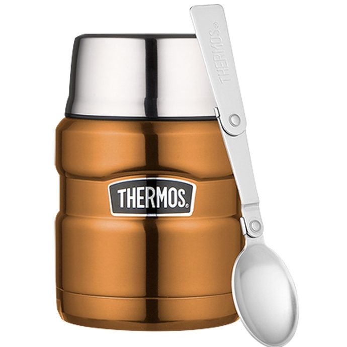 THERMOS Food thermos with folding spoon and cup 470 ml copper