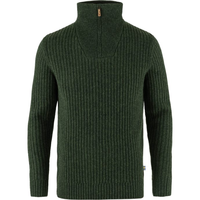 FJÄLLRÄVEN Övik Half Zip Knit M, Deep Forest