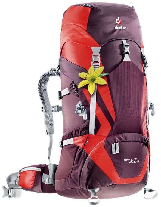 DEUTER ACT Lite 45+10 SL aubergine-fire - dámský turistický batoh