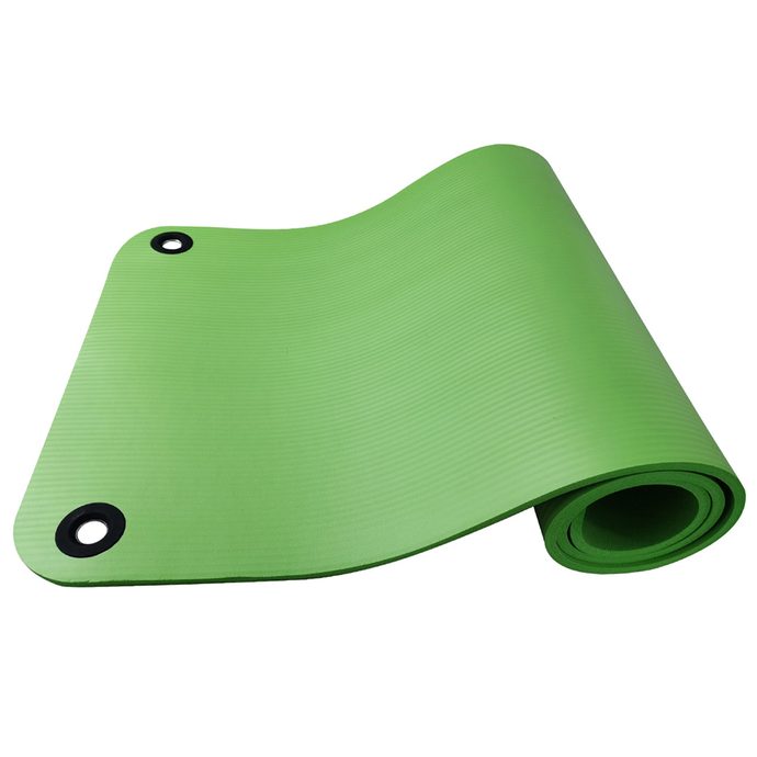 YATE NBR fitness mat with two hanging holes 183×61×1 cm green