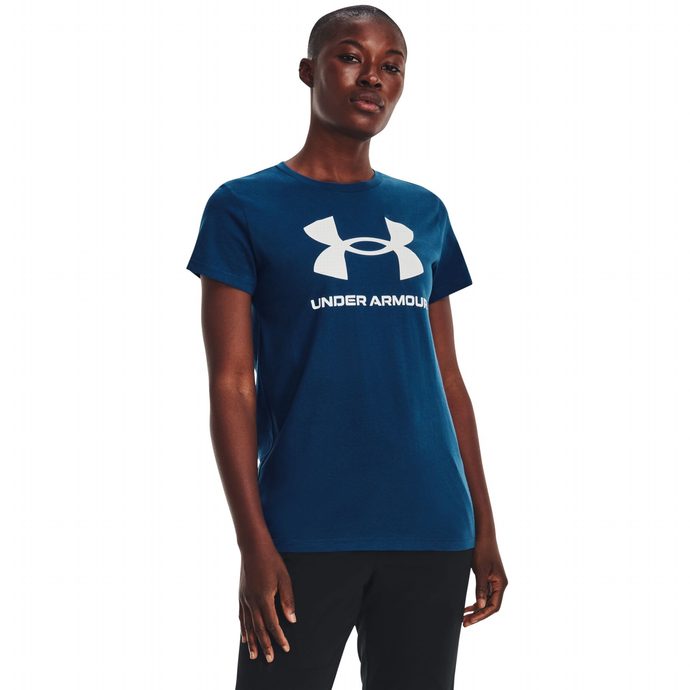 UNDER ARMOUR W SPORTSTYLE LOGO SS-BLU