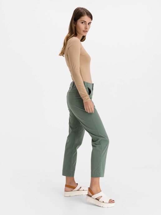 GAP 542685-02 Kalhoty straight khaki high rise Zelená