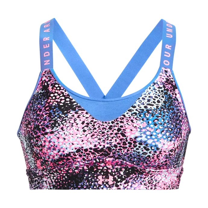 UNDER ARMOUR UA Infinity High Print Bra, Pink/blue