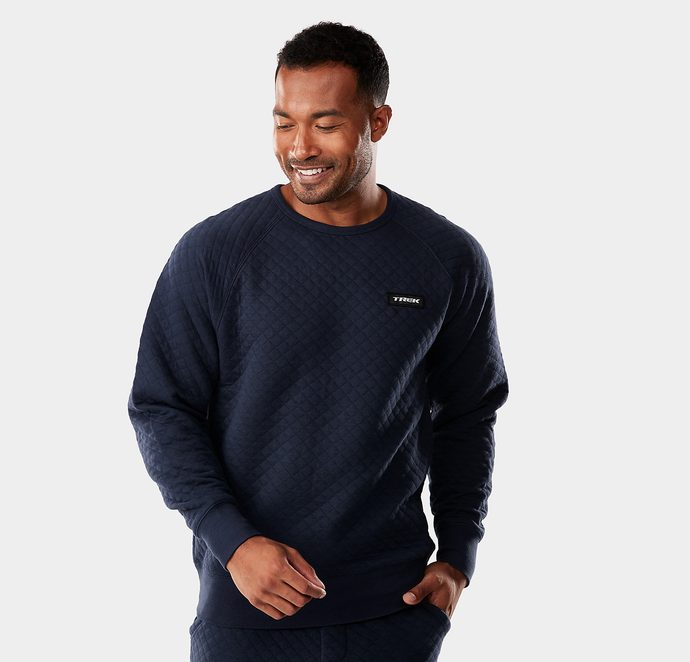 TREK Quilted Crewneck Unisex Sweatshirt, Navy