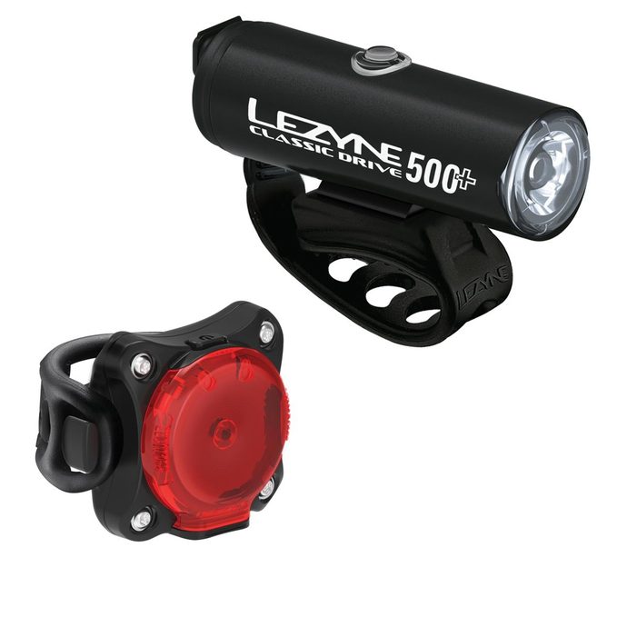 LEZYNE CLASSIC DRIVE 500+ / ZECTO DRIVE 200+ PAIR SATIN BLACK / BLACK