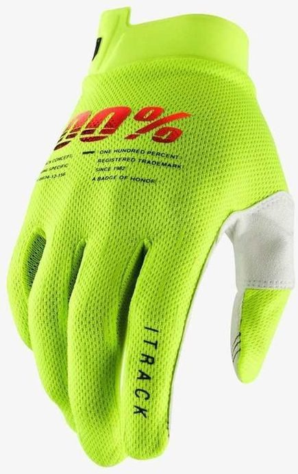 100% ITRACK Youth Gloves Fluo Yellow