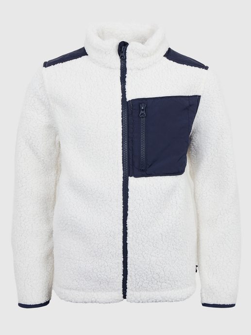 GAP 424237-02 Dětská bunda sherpa na zip Bílá