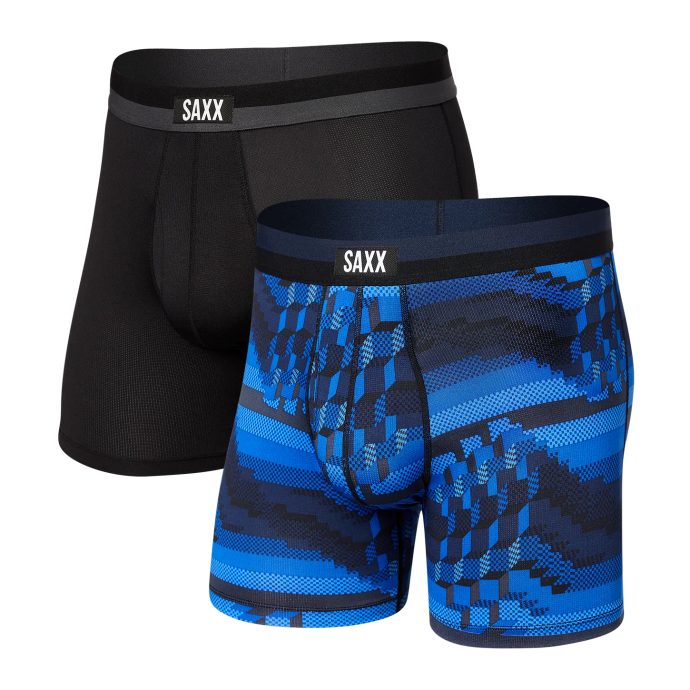 SAXX SPORT MESH BB FLY 2PK, Cubic Stripe/Black