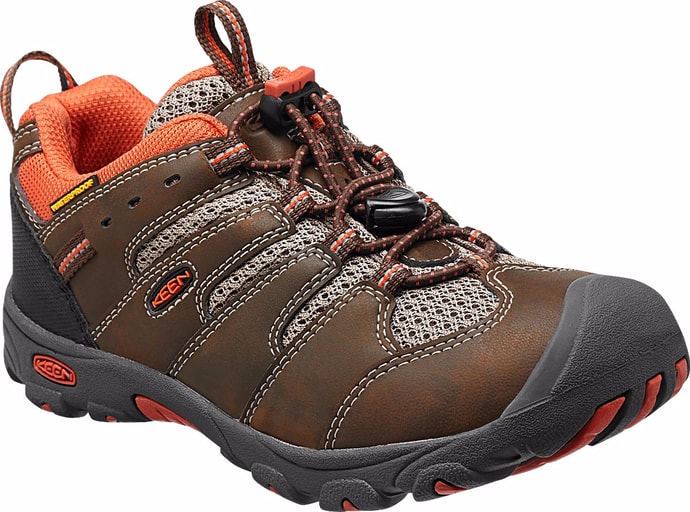 KEEN Koven Low WP K, brown/orange - dětská outdoorová obuv