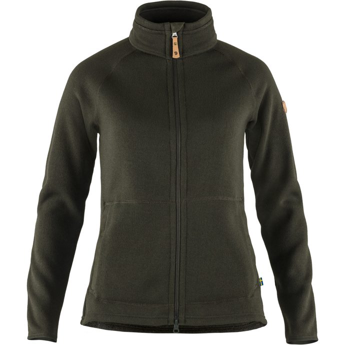 FJÄLLRÄVEN Övik Fleece Zip Sweater W Deep Forest