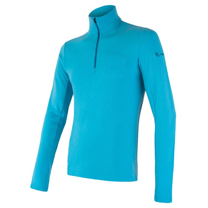 SENSOR MERINO EXTREME men's long sleeve zipper shirt blue
