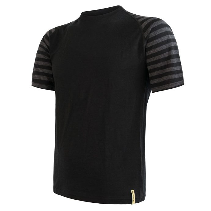 SENSOR MERINO ACTIVE men's shirt black/dark grey stripes