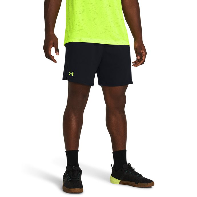 UNDER ARMOUR Vanish Woven 6in Shorts, Black / High Vis Yellow