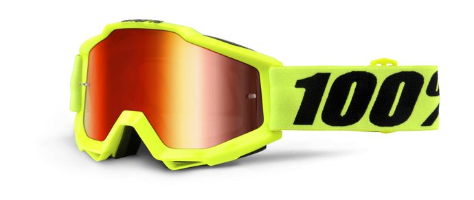 100% ACCURI GOGGLE FLUO YELLOW - RED MIRROR LENS