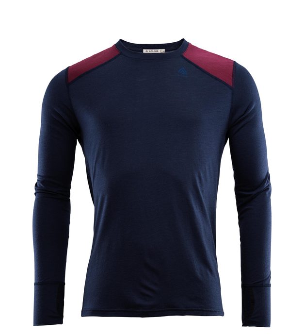 ACLIMA Lightwool crewneck Man, Navy Blazer/Ranger Green/Zinfandel