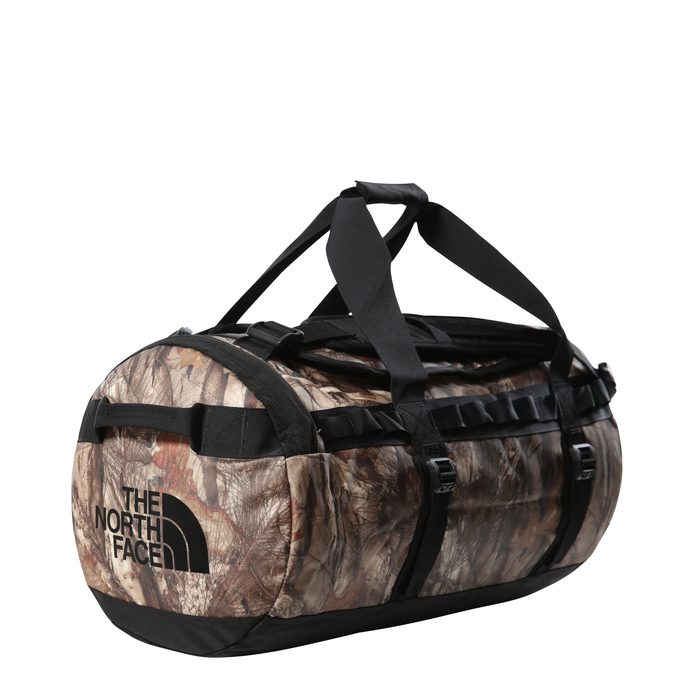 THE NORTH FACE BASE CAMP DUFFEL M, 71L Kelp Tan Forest Floor Print-TNF Black