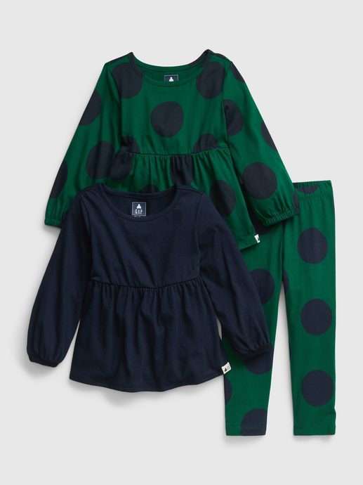 GAP 430170-00 Dětský outfit organic s puntíky Zelená