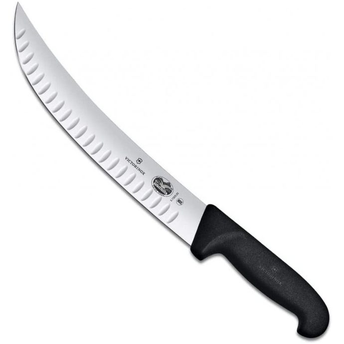 VICTORINOX Fibrox, cimeter knife, 25cm, straight, fluted, black