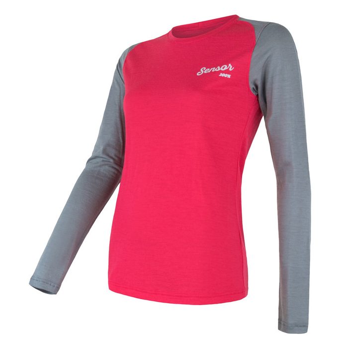 SENSOR MERINO ACTIVE PT LOGO dámské triko dl.rukáv magenta/šedá