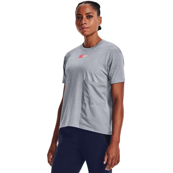UNDER ARMOUR Live Woven Pocket Tee-GRY
