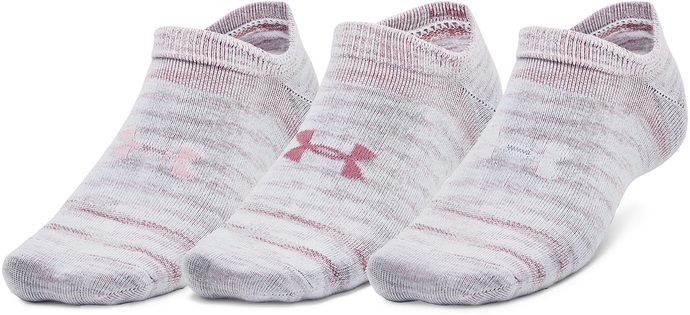 UNDER ARMOUR Essential No Show 3pk, White / Pink Elixir / Pink Elixir