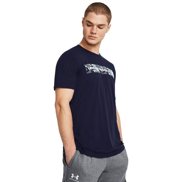 UNDER ARMOUR CAMO CHEST STRIPE SS, Midnight Navy / White