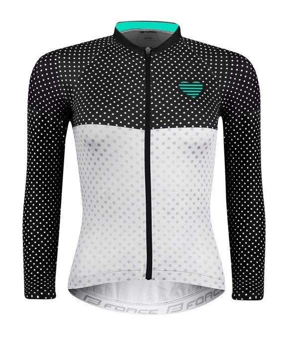 FORCE POINTS women's long. sleeve black-white-turquoise