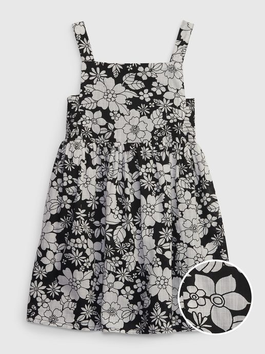 GAP 602095-00 Dětské květované šaty Černá