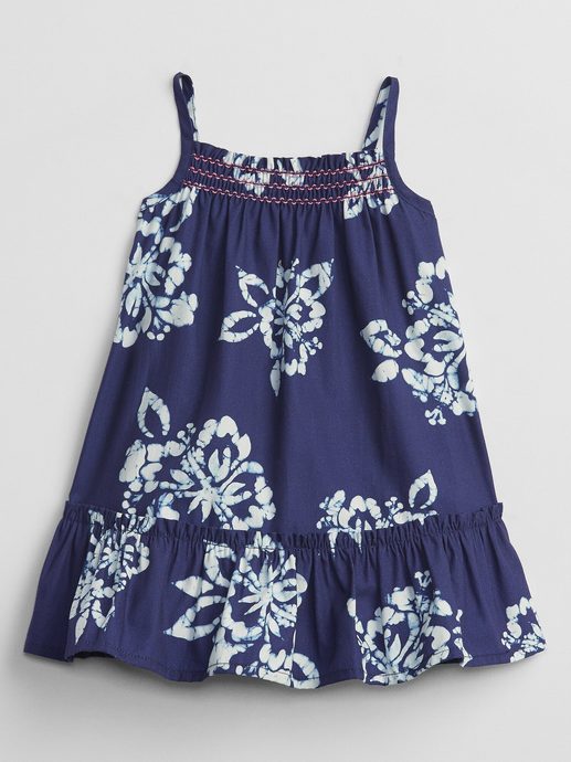 GAP 698742-00 Baby šaty s ed floral Tmavě modrá