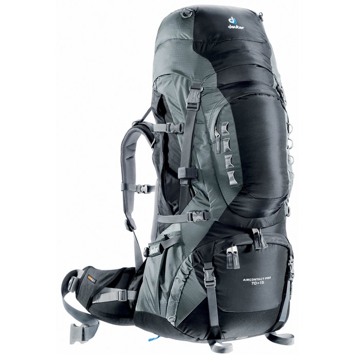 DEUTER Aircontact PRO 70 + 15 - turistický batoh černý