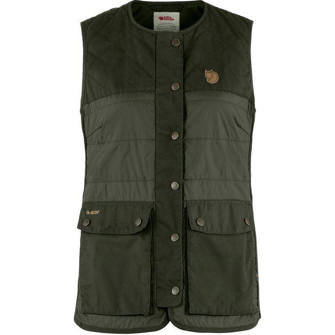 FJÄLLRÄVEN Forest Wool Padded Vest W, Deep Forest