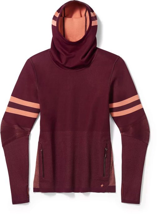 SMARTWOOL W INTRAKNIT MERINO TECH PULLOVER HOODIE, black cherry