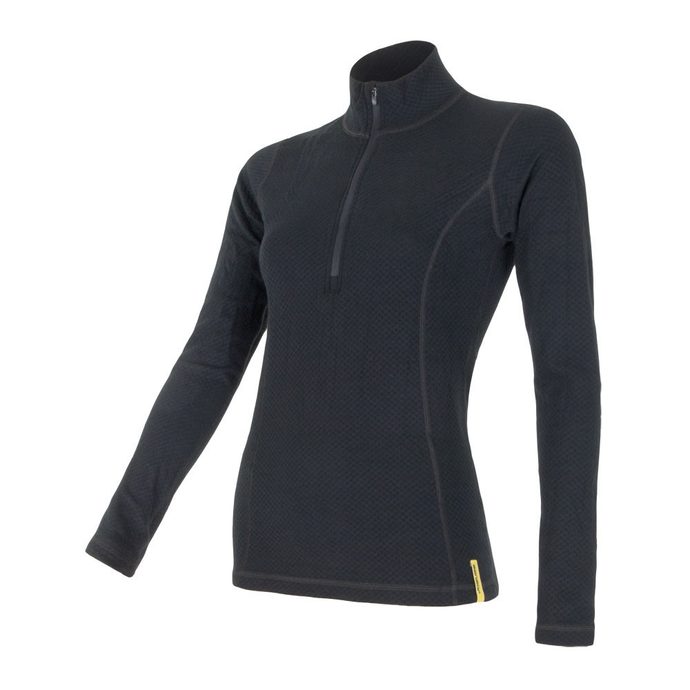 SENSOR MERINO DF women's long sleeve zipper shirt black