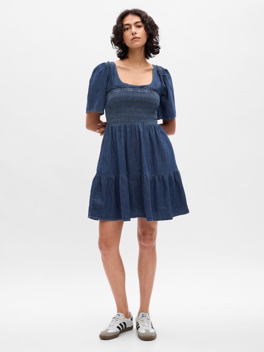 GAP 739659-00 Džínové mini šaty Tmavě modrá