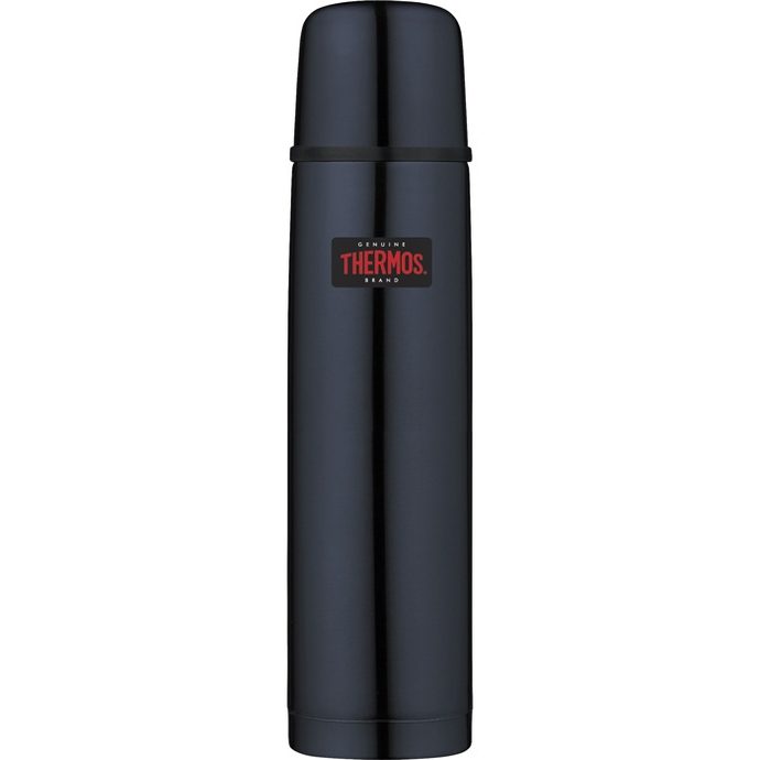  Thermos with button cap and cup 1000 ml dark blue