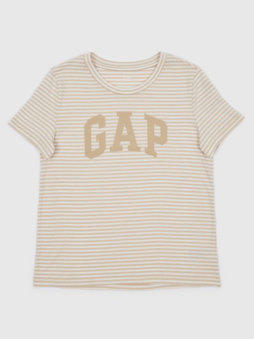 GAP 540595-02 Pruhované tričko s logem Béžová