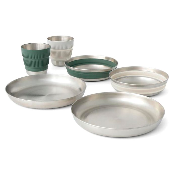 SEA TO SUMMIT Detour Stainless Steel Collapsible Dinnerware Set - [2P] [6 Piece]